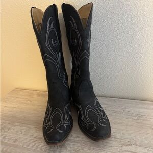 Roper Black Western Boots with Silver Stitching